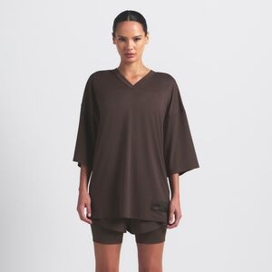 NikeSKIMS Airy V-neck Oversized Top In Dark Sepia